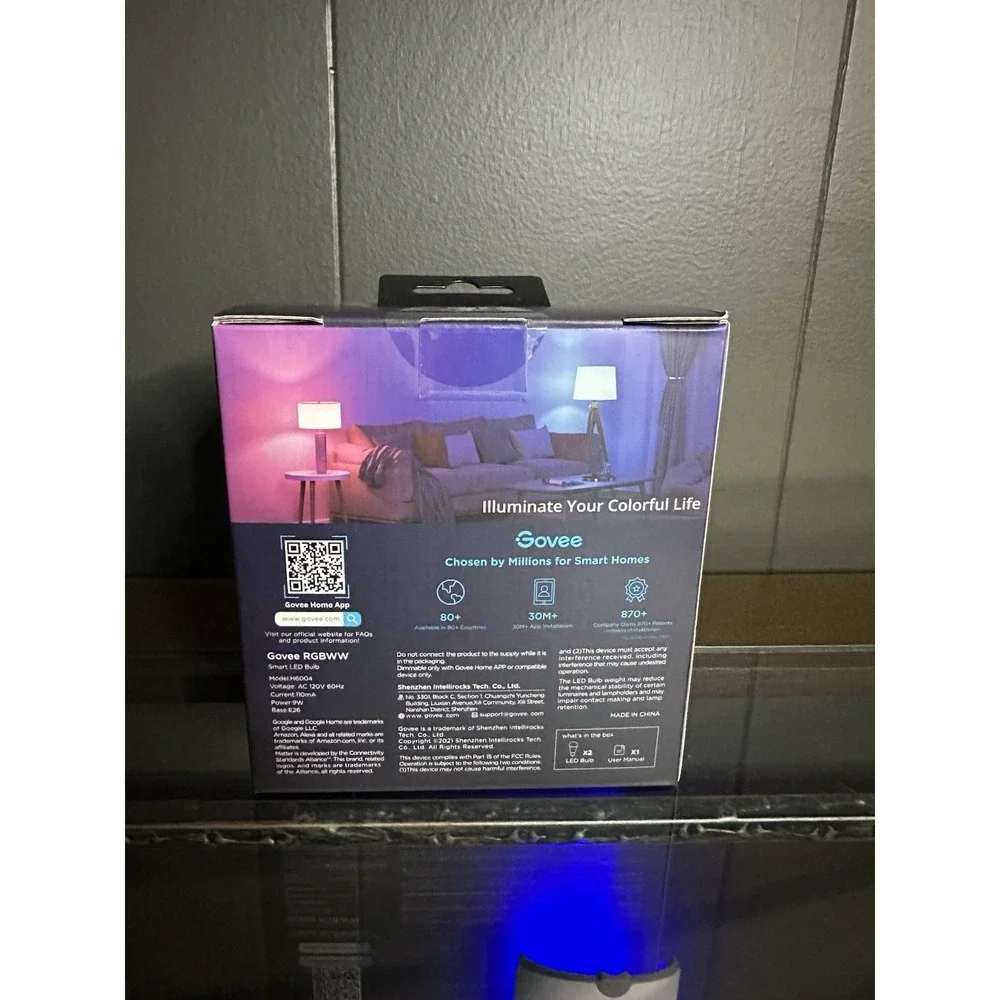 Govee RGBWW Smart Led Bulb New In Box 80 LM Dimmable‎ WiFi